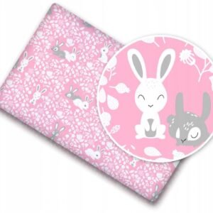 Cearceaf cu banda elastica 140x70 cm Pink Rabbit