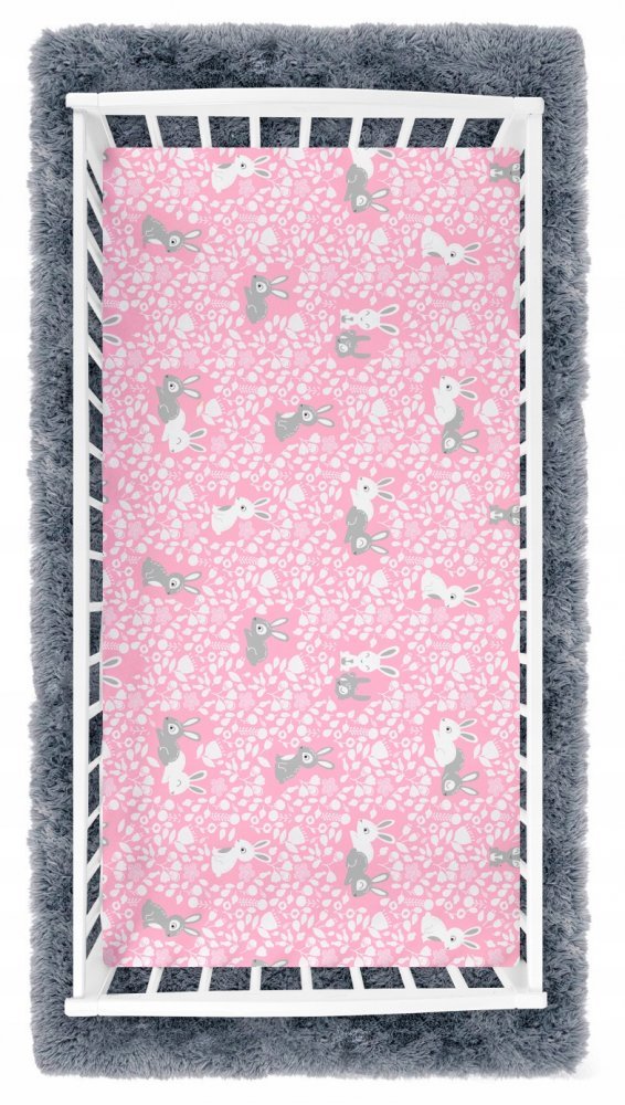 Cearceaf cu banda elastica 140×70 cm Pink Rabbit – imaginea 2