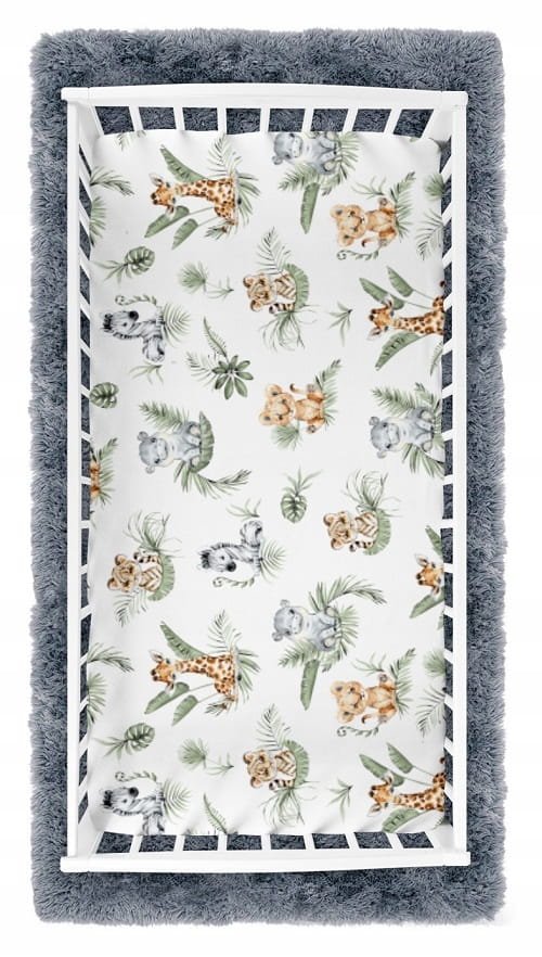 Cearceaf cu banda elastica pentru pat copii dimensiune 120 x 60 cm 100 bumbac, BabyMam Africa – imaginea 2
