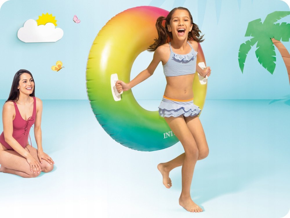Colac gonflabil de inot cu manere 119 cm Multicolor – imaginea 3