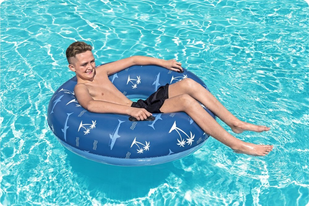 Colac gonflabil de inot cu manere 119 cm Tropical Blue – imaginea 2