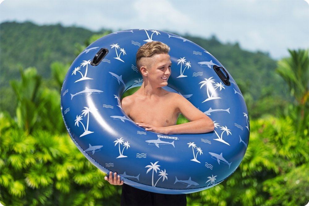 Colac gonflabil de inot cu manere 119 cm Tropical Blue – imaginea 5
