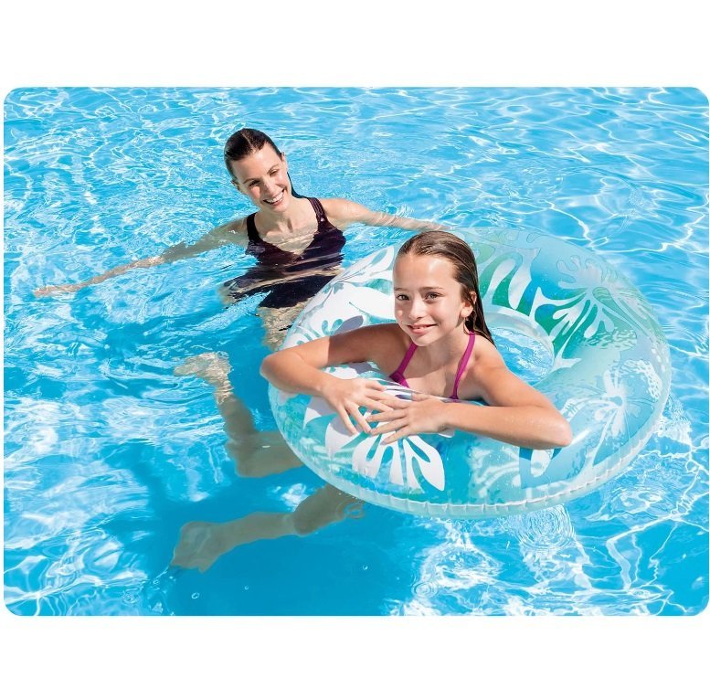 Colac gonflabil pentru inot 91 cm Blue Flowers – imaginea 3