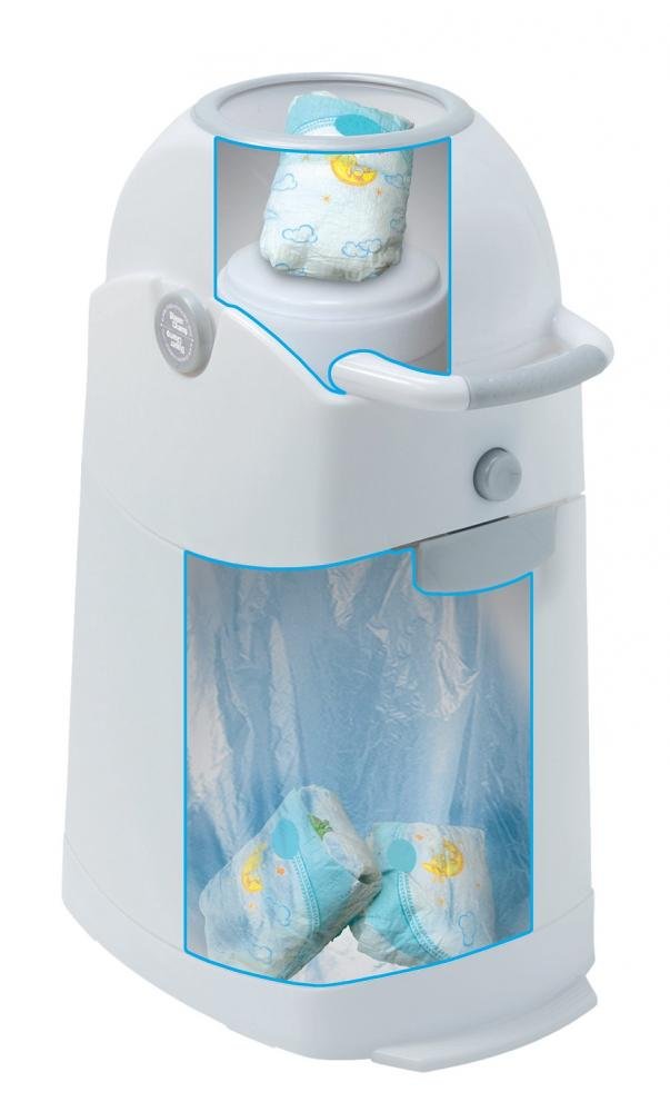 Cos ermetic pentru scutece Diaper Champ capacitate 60 scutece One Maxi Clay Sand – imaginea 4