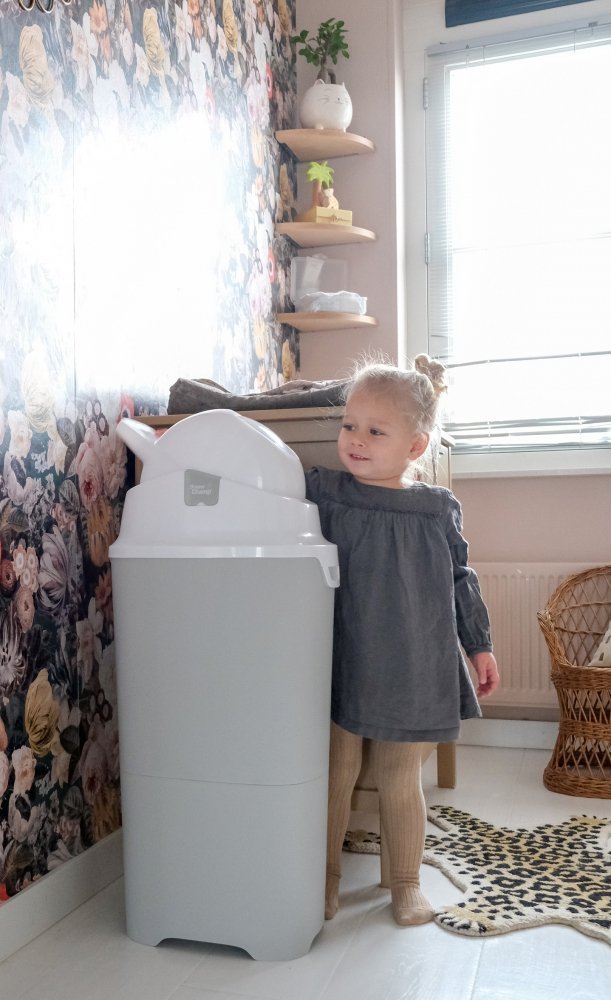 Cos ermetic pentru scutece Diaper Champ capacitate 60 scutece One Maxi Clay Sand – imaginea 5