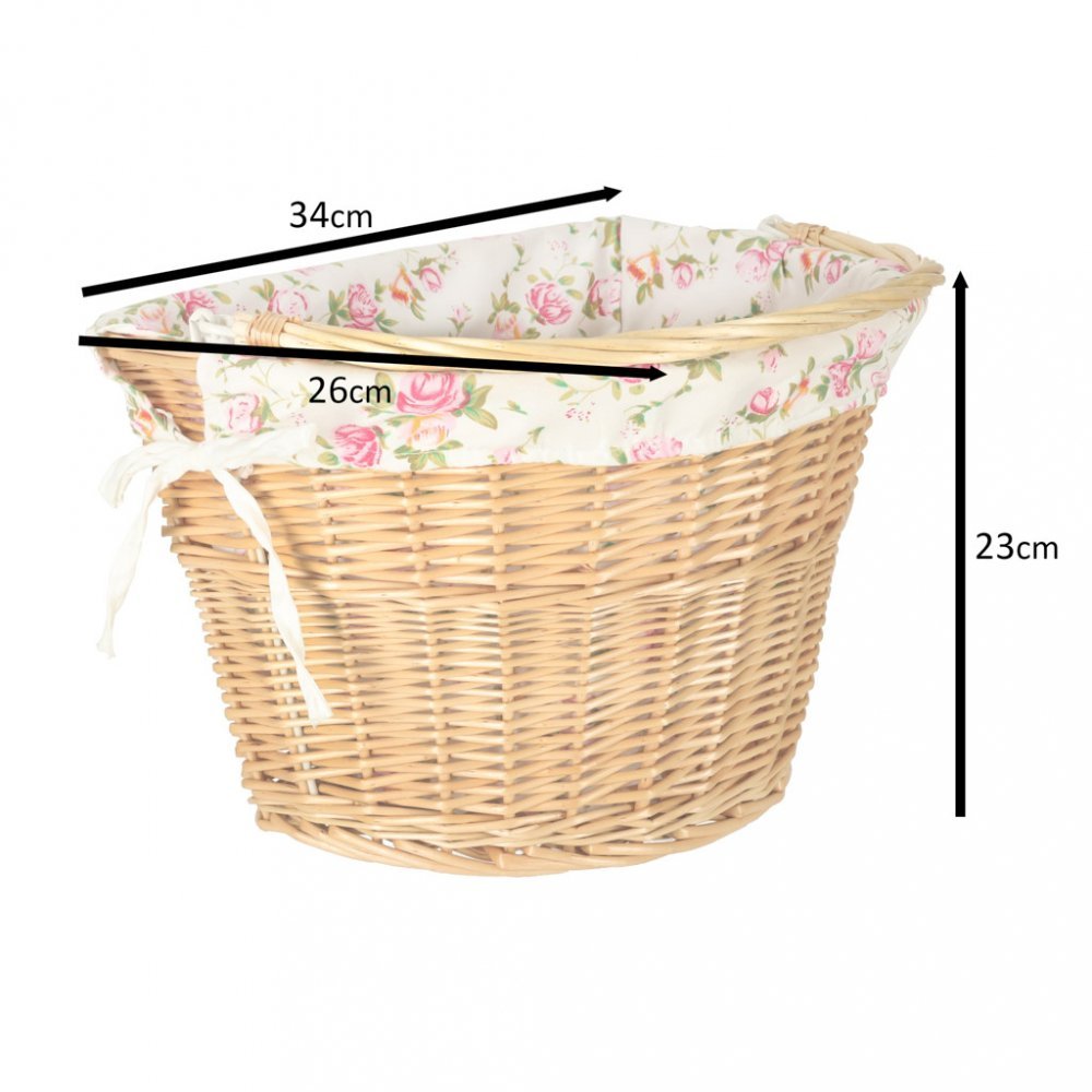 Cos pentru bicicleta, Ikonka, impletit din rachita, prevazut cu maner de transport detasabil, dimensiune 26 x 23 cm, Flowers – imaginea 8