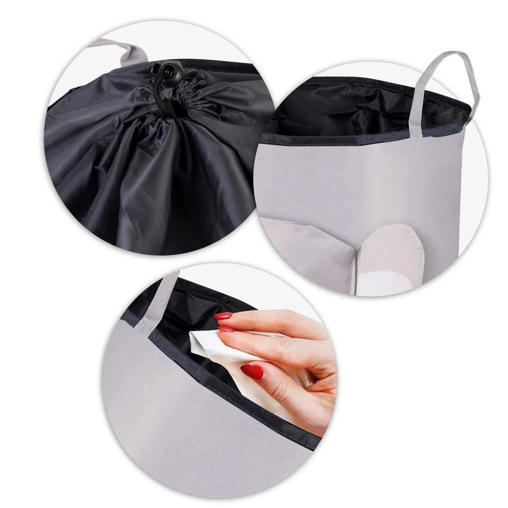 Cos pentru depozitarea hainelorjucariilor copii Nukido Elefantel Gri 35×45 cm,capacitate mare,manere,captuseala izolatoare,cordon de inchidere – imaginea 5