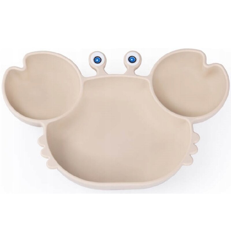 Farfurie Giligums Crab cu 3 compartimente din silicon fara BPA 6 luni+ bej – imaginea 7