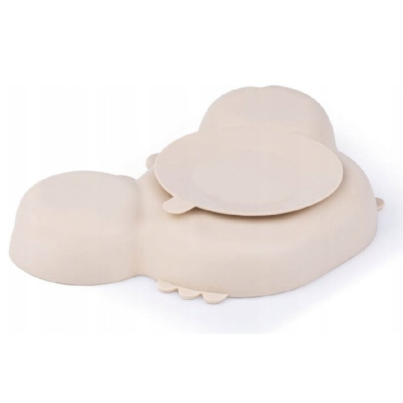 Farfurie Giligums Crab cu 3 compartimente din silicon fara BPA 6 luni+ bej – imaginea 3