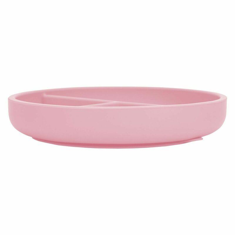 Farfurie compartimentata FreeON rotunda cu ventuza si 3 compartimente silicon 6-36 luni pink – imaginea 2
