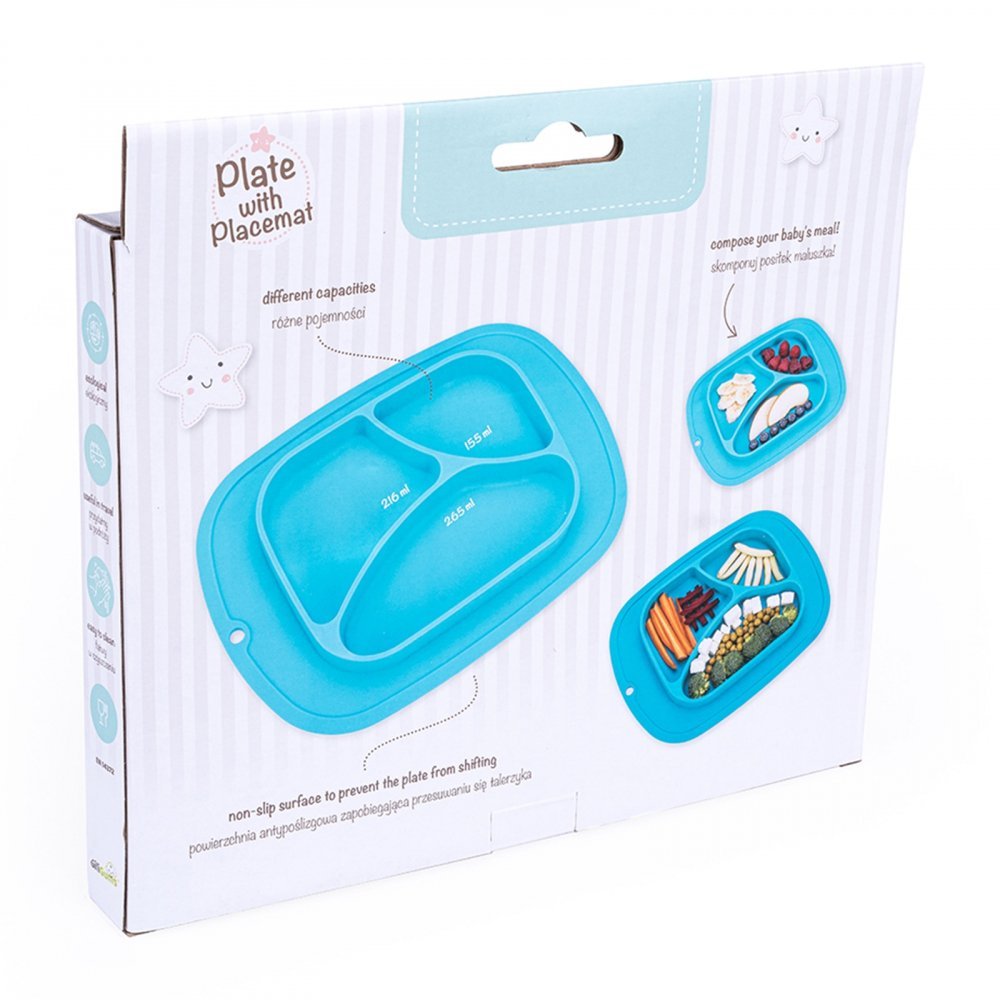 Farfurie compartimentata din silicon Giligums turquoise – imaginea 2