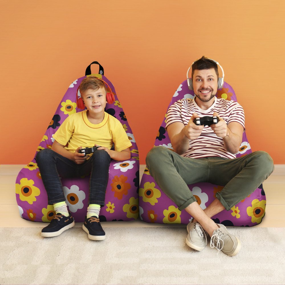 Fotoliu Puf Bean Bag tip Chill XL Daisy fundal mov – imaginea 3