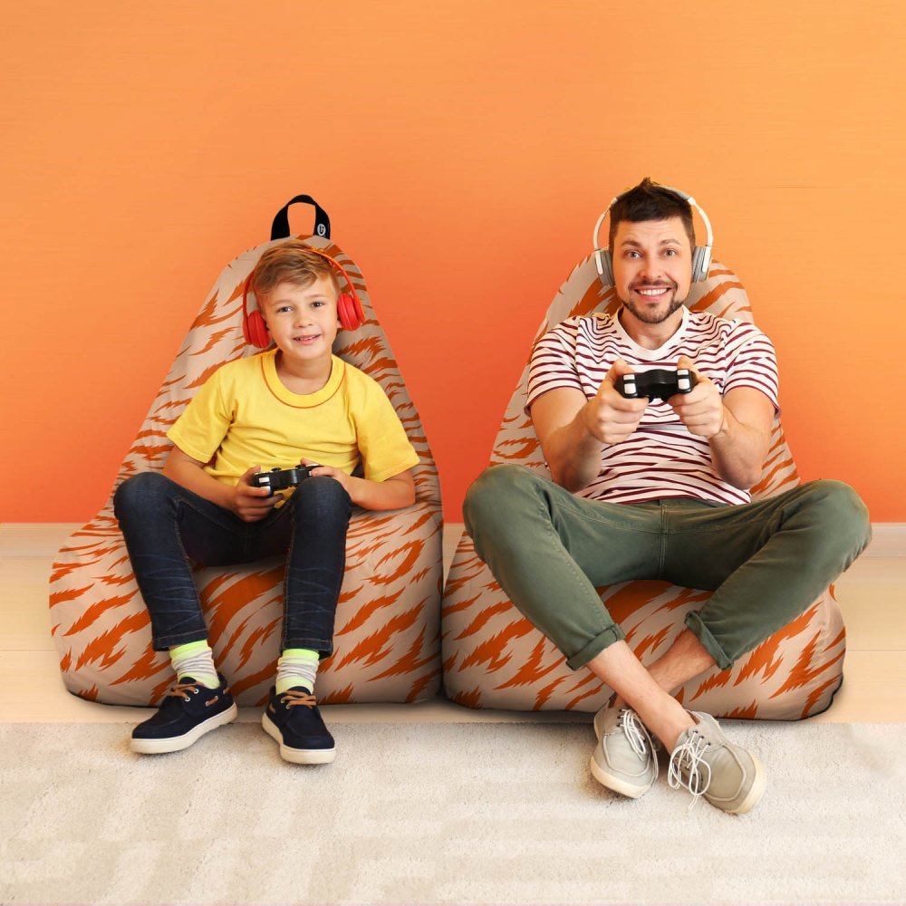 Fotoliu puf Bean Bag tip chill XL tigre orange – imaginea 3