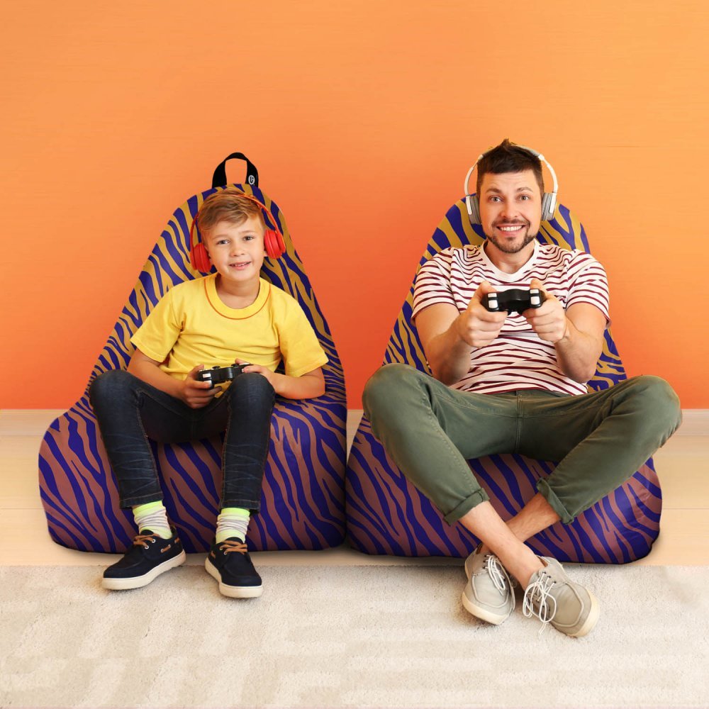 Fotoliu puf Bean Bag tip chill XL zebra gradient dark – imaginea 3