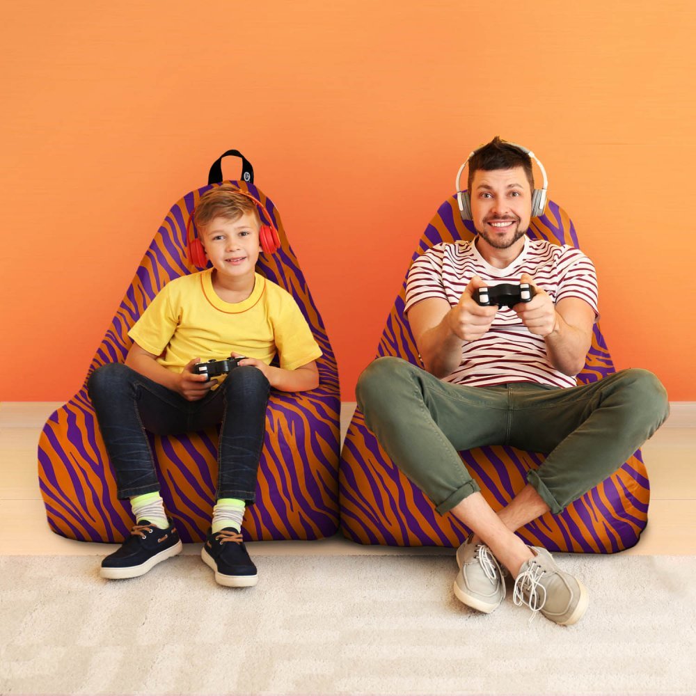 Fotoliu puf Bean Bag tip chill XL zebra purple – imaginea 3