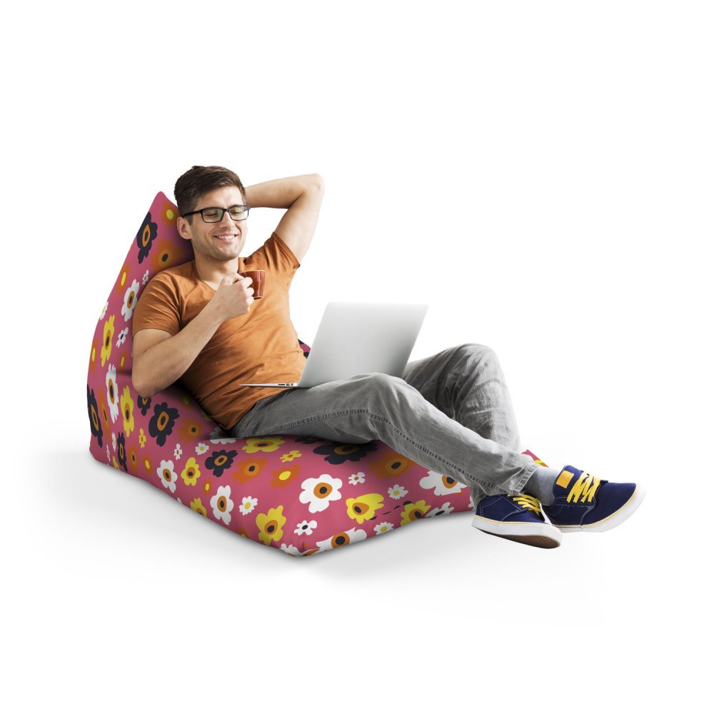 Fotoliu Puf Bean Bag tip Lounge Daisy fundal roz – imaginea 3
