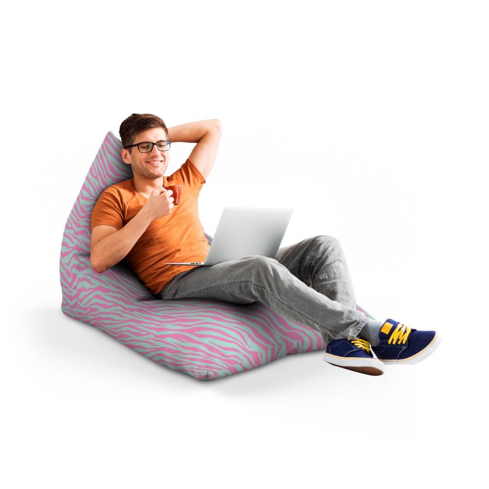 Fotoliu puf Bean Bag tip lounge zebra blue – imaginea 3