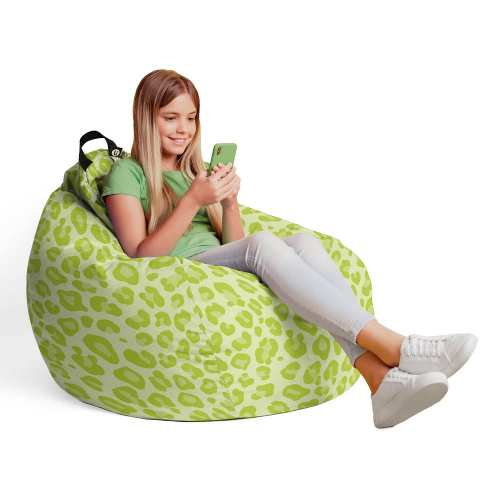 Fotoliu puf Bean Bag tip para L leopard green – imaginea 4