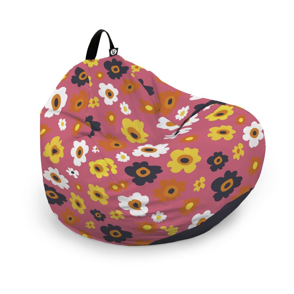 Husa fotoliu Puf Bean Bag tip Para L fara umplutura daisy fundal roz – imaginea 6