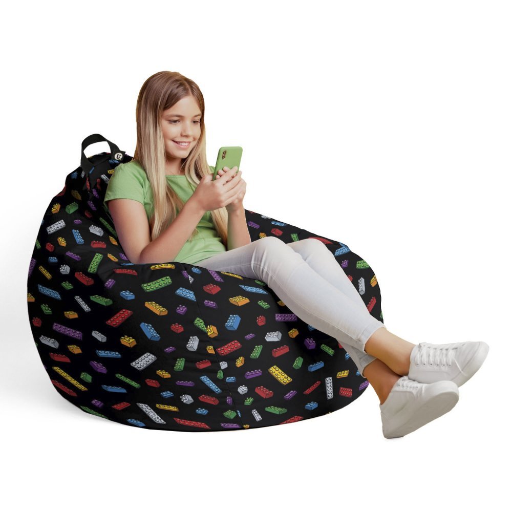 Husa fotoliu Puf Bean Bag tip Para L fara umplutura lego fundal negru – imaginea 4