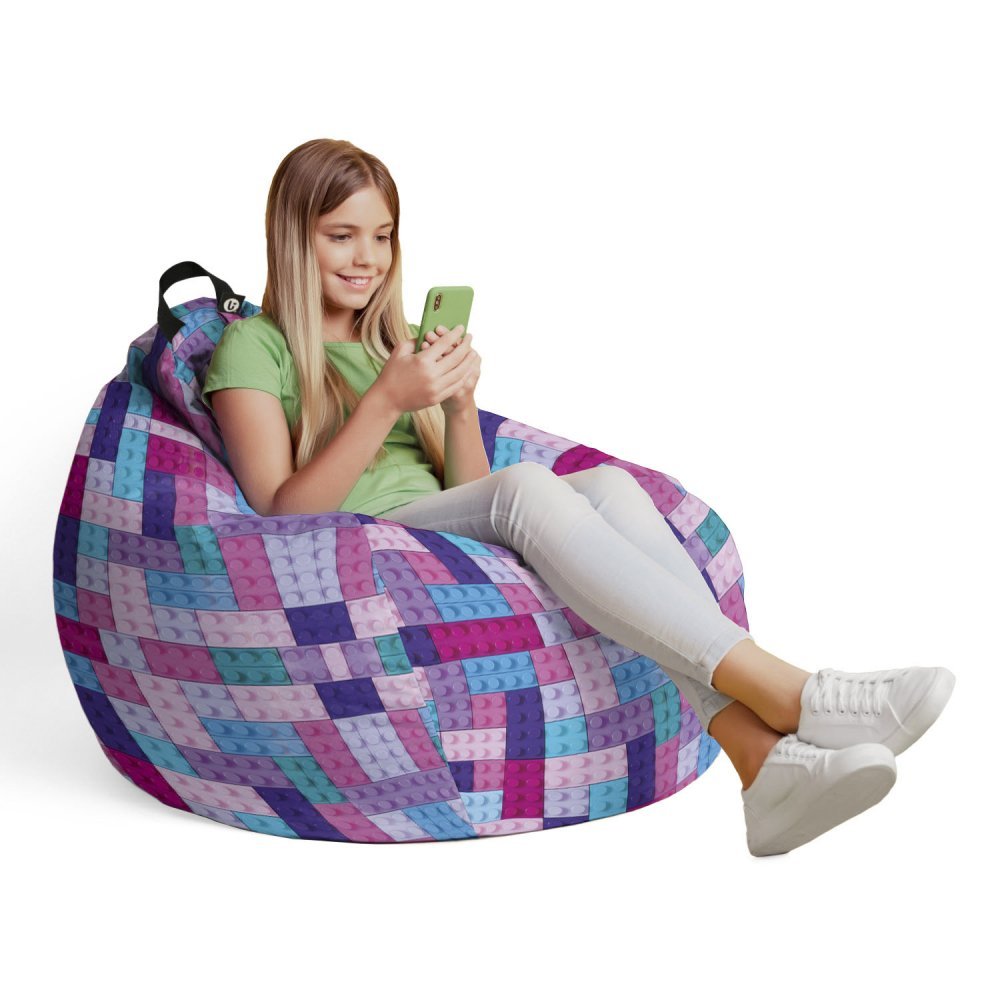 Husa fotoliu Puf Bean Bag tip Para L fara umplutura lego tetris mov – imaginea 4