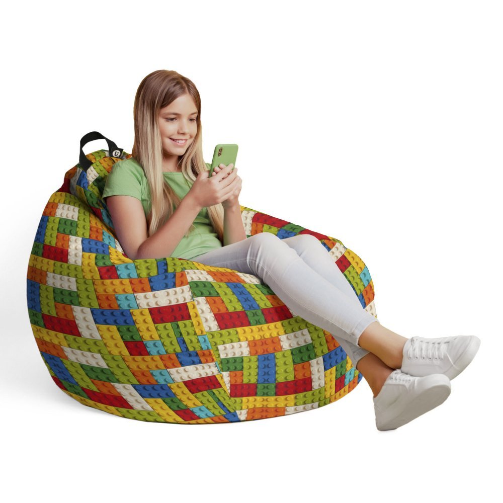 Husa fotoliu Puf Bean Bag tip Para L fara umplutura lego tetris verde – imaginea 4