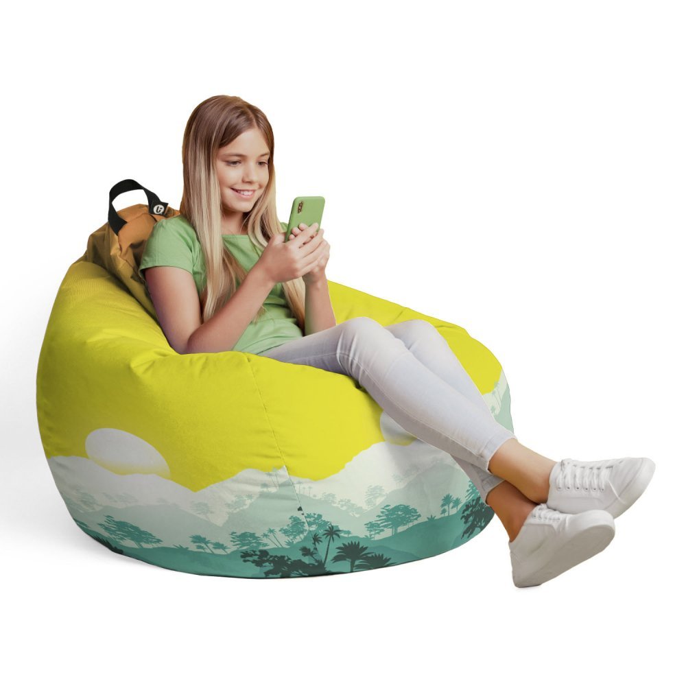 Husa fotoliu Puf Bean Bag tip Para L fara umplutura tropical – imaginea 4