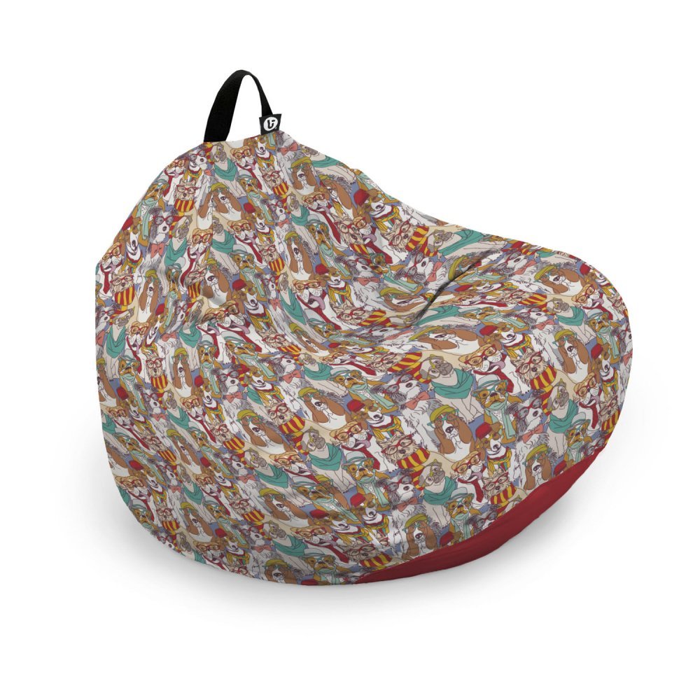 Husa fotoliu Puf Bean Bag tip Para XL fara umplutura caini hipster – imaginea 6