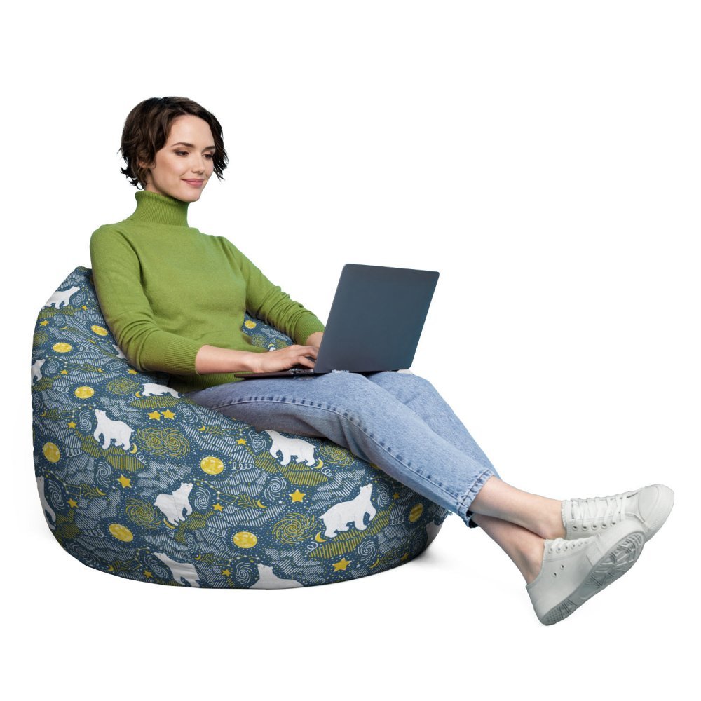Husa fotoliu Puf Bean Bag tip Para XL fara umplutura ursi polari – imaginea 4