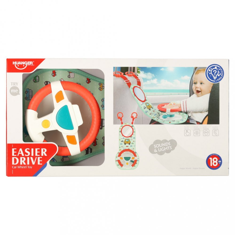 Jucarie interactiva pentru bebelusi, Ikonka, Volan cu lumini, sunete si activitati multiple, dimensiune 40 x 20 cm, Easier Drive – imaginea 2