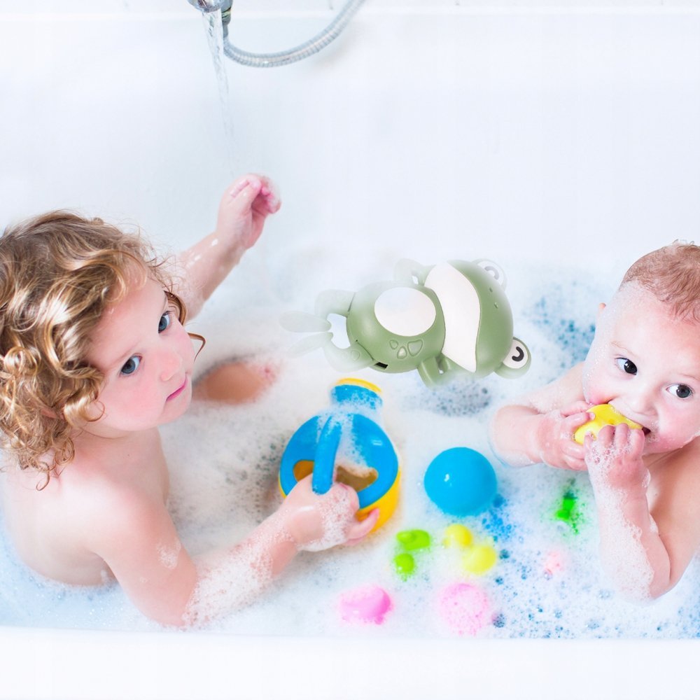 Jucarie de baie cu cheita Swimming frog Green – imaginea 7