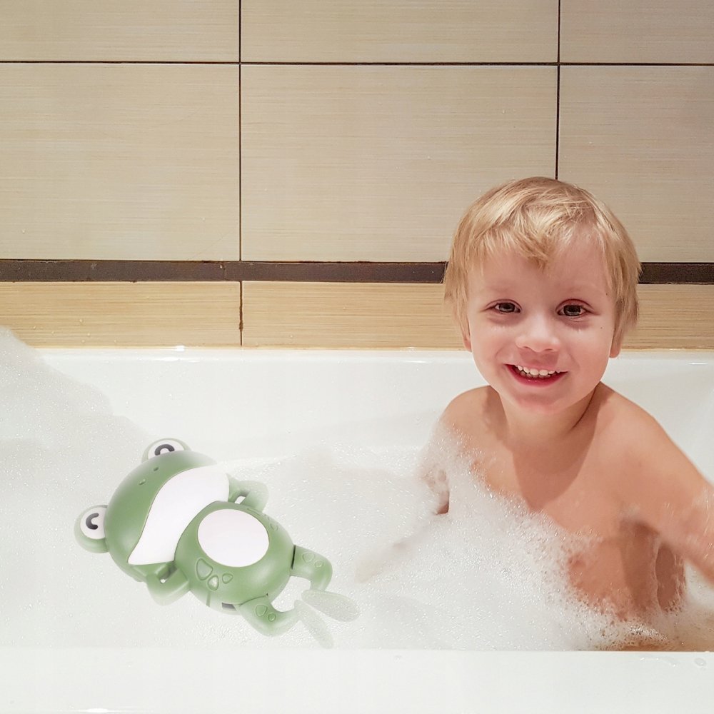 Jucarie de baie cu cheita Swimming frog Green – imaginea 8