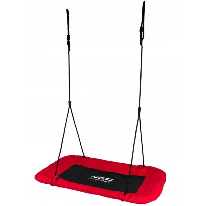 Leagan tip cuib pentru copii dreptunghiular XXL 110 x 70 cm 150 kg Neo-Sport 1011 rosu – imaginea 3