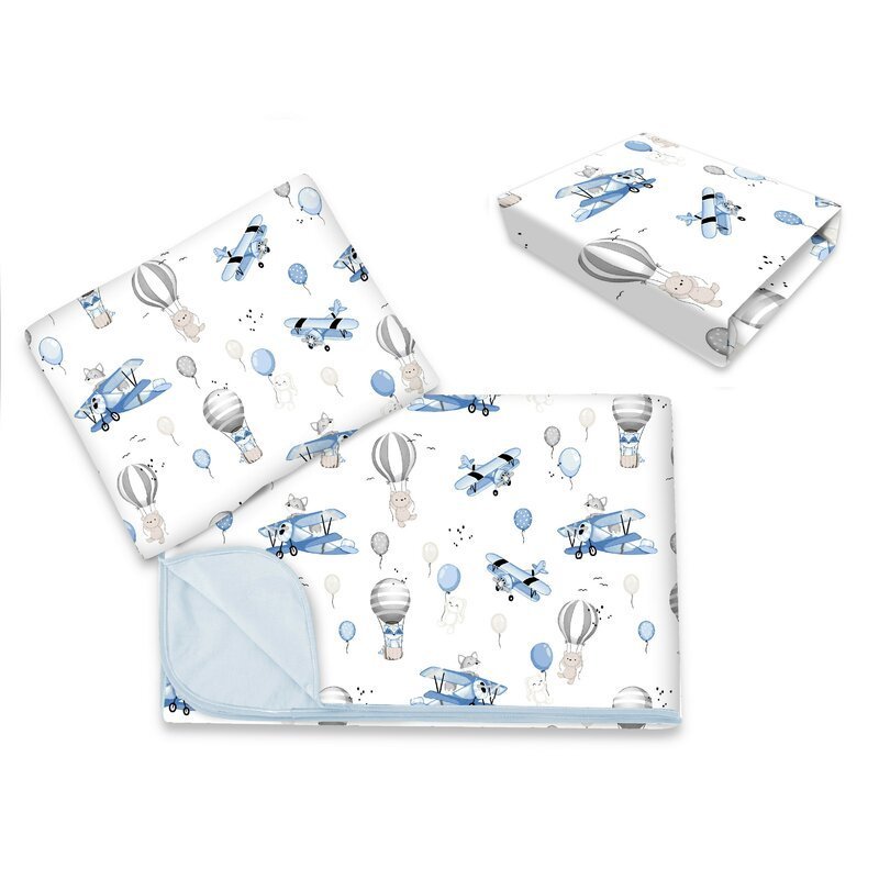 Lenjerie patut cu 3 piese MimiNu 120×60 cm blue plane – imaginea 2
