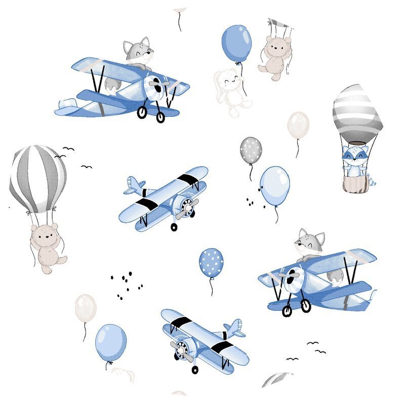 Lenjerie patut cu 3 piese MimiNu 120×60 cm blue plane