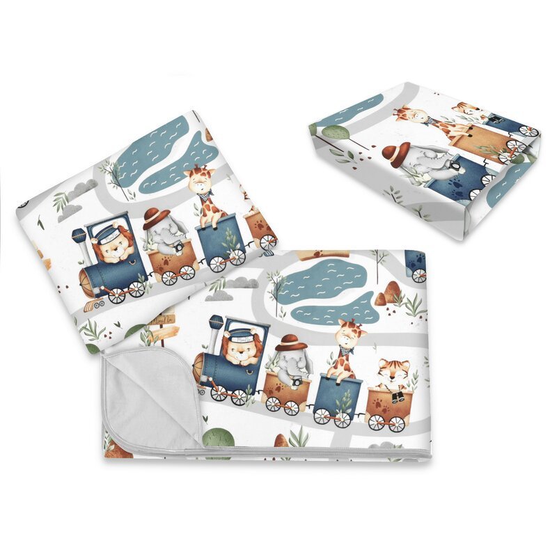 Lenjerie patut cu 3 piese MimiNu 120×60 cm din bumbac Zoo in train – imaginea 2