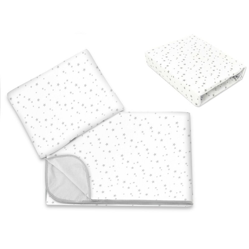 Lenjerie patut cu 3 piese MimiNu 120×60 cm din bumbac Mini Gray Stars