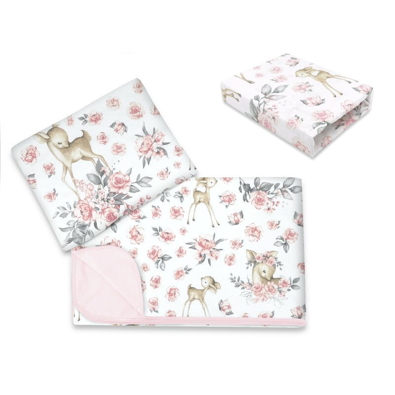 Lenjerie patut cu 3 piese MimiNu 120×60 cm din bumbac Sweet Deer Pink – imaginea 2