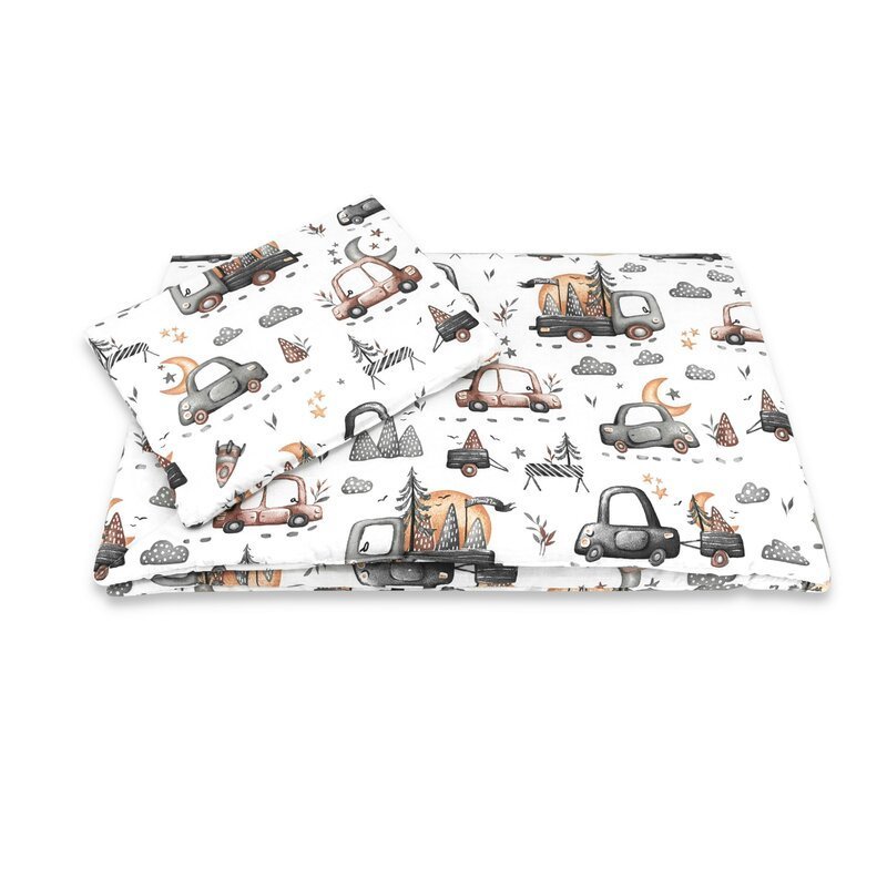 Lenjerie patut cu 3 piese MimiNu 120×60 cm din bumbac Cars Grey – imaginea 3