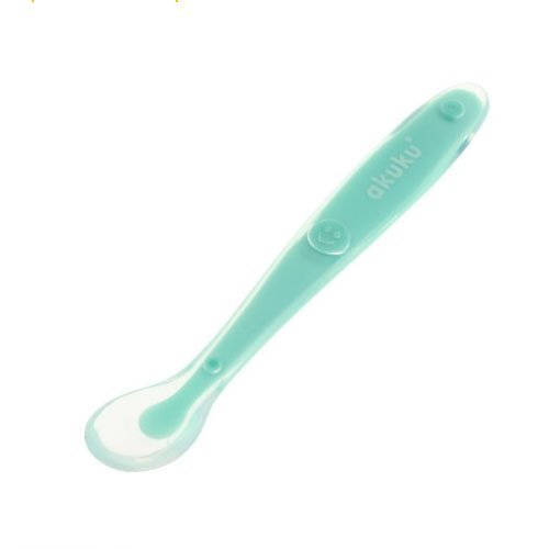 Lingurita din silicon pentru bebelusi Akuku Soft Spoon Mint,textura moale ce nu raneste gingiile,maner ergonomic,fara bpa,compatibila cu masina de vase – imaginea 2