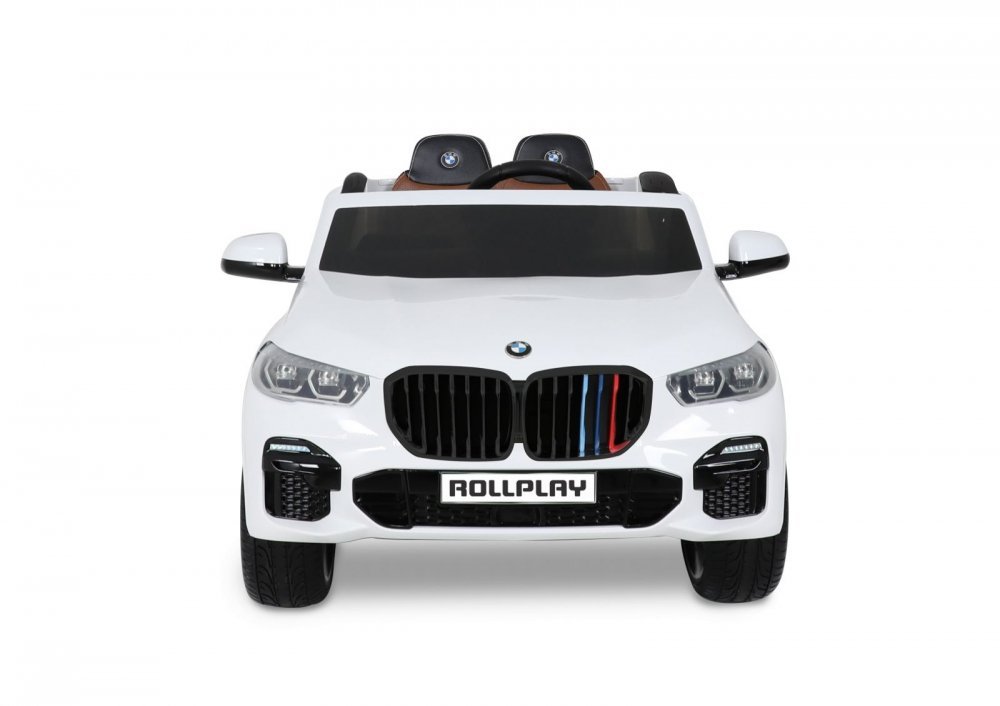 Masina electrica pentru copii BMW X5 White 45W Versiune M 12V cu telecomanda, deschidere usi, Mp3, scaun piele si efecte muzicale – imaginea 2