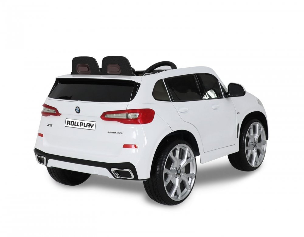 Masina electrica pentru copii BMW X5 White 45W Versiune M 12V cu telecomanda, deschidere usi, Mp3, scaun piele si efecte muzicale – imaginea 4