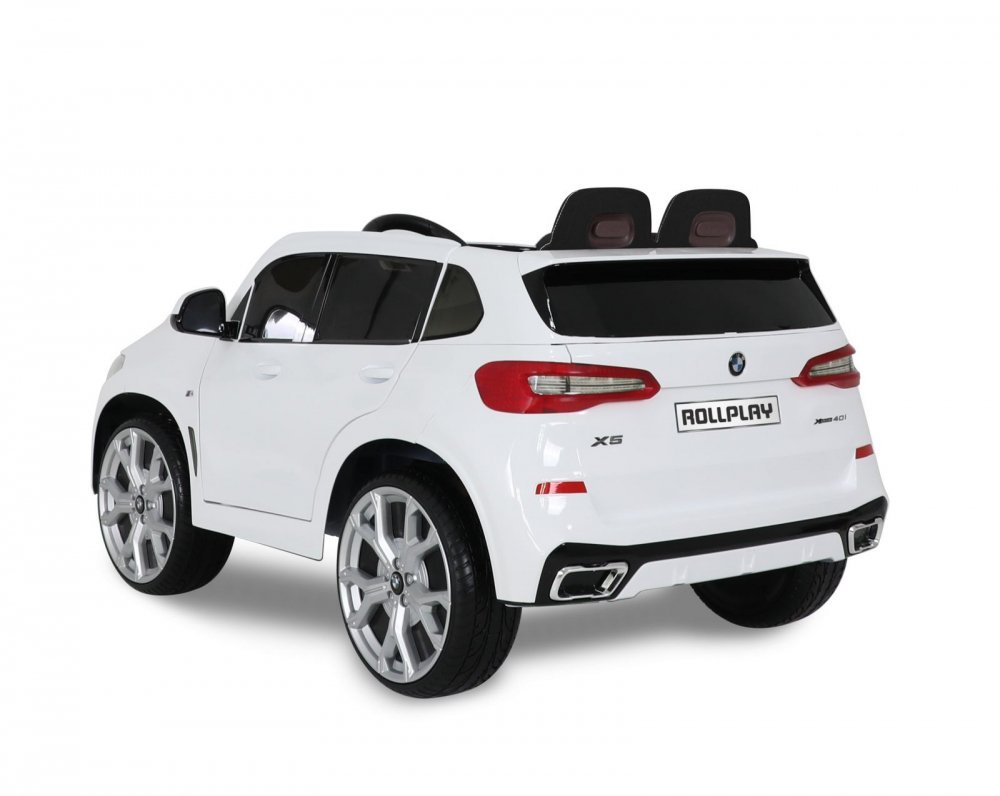 Masina electrica pentru copii BMW X5 White 45W Versiune M 12V cu telecomanda, deschidere usi, Mp3, scaun piele si efecte muzicale – imaginea 5