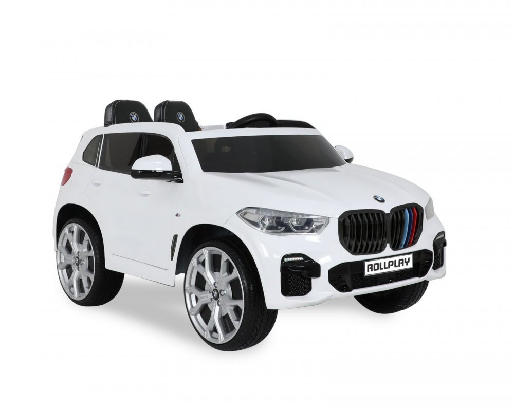 Masina electrica pentru copii BMW X5 White 45W Versiune M 12V cu telecomanda, deschidere usi, Mp3, scaun piele si efecte muzicale – imaginea 6