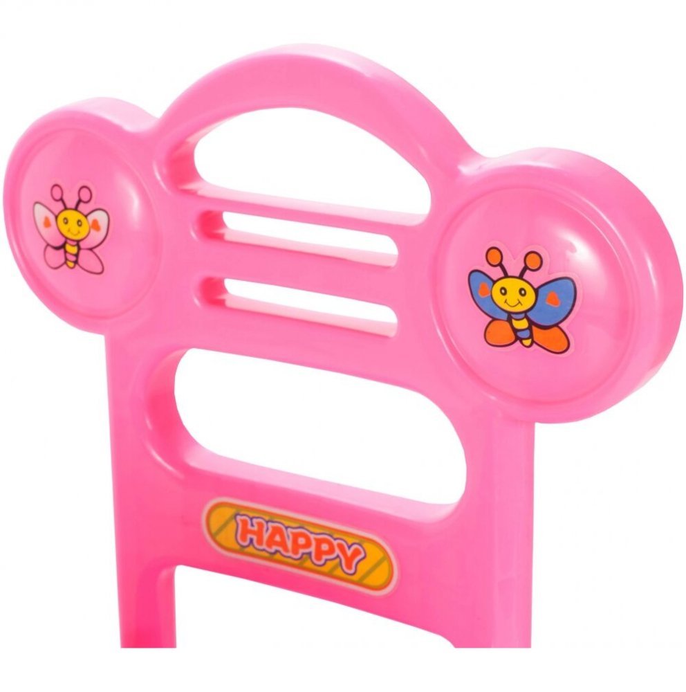 Masinuta fara pedale Ride-On Malplaycu Pink Butterfly cu 17 melodii, spatar inalt, spatiu depozitare, greutate maxima admisa 20 kg – imaginea 3