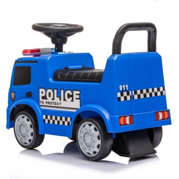 Masinuta pentru copii fara pedale Ecotoys Mercedes Politie Albastru, cu led, protectie anti-rasturnare, compartiment de depozitare, greutate maxim admisa 25 kg, recomandata copiilor de la 1 an – imaginea 2