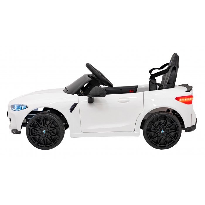 Masinuta electrica pentru copii BMW M4 alb 70W cu telecomanda, amortizoare, lumini, panou audio, scaun piele si roti din spuma Eva – imaginea 4