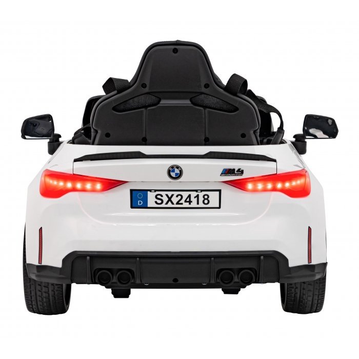 Masinuta electrica pentru copii BMW M4 alb 70W cu telecomanda, amortizoare, lumini, panou audio, scaun piele si roti din spuma Eva – imaginea 7