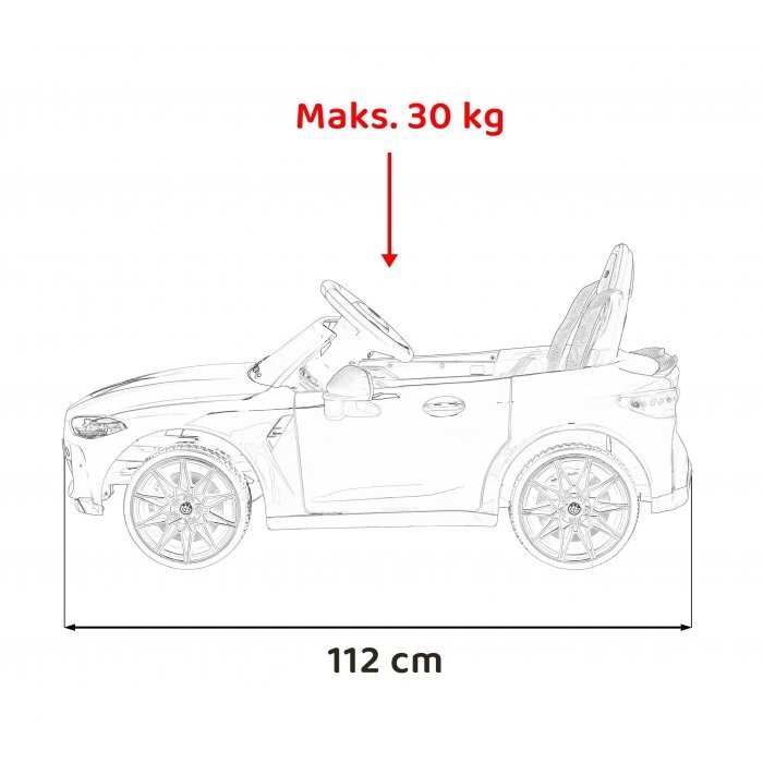 Masinuta electrica pentru copii BMW M4 alb 70W cu telecomanda, amortizoare, lumini, panou audio, scaun piele si roti din spuma Eva – imaginea 8