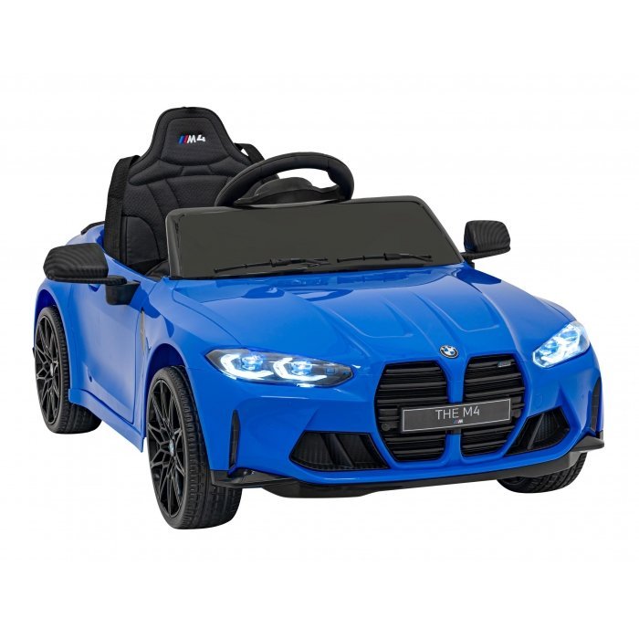 Masinuta electrica pentru copii BMW M4 albastru 70W cu telecomanda, amortizoare, lumini, panou audio, scaun piele si roti din spuma Eva – imaginea 3
